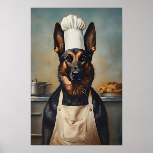 Belgian Malinois In Chefs Hat Poster, Pet Poster (Voorkant)