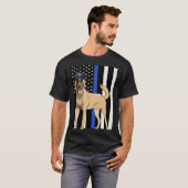Belgian Malinois K9 Police Officer USA Flag T-shirt (Voorkant volledig)
