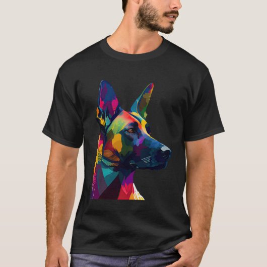 Belgian Malinois Kleurrijke Pop Belgian Malinois T-shirt (Voorkant)