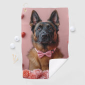 Belgian Malinois met Rozen - Valentijnsdag Golfhanddoek (Insitu)