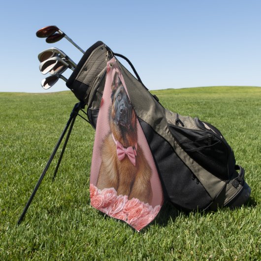 Belgian Malinois met Rozen - Valentijnsdag Golfhanddoek (Groen)