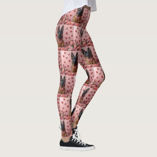 Belgian Malinois met Rozen - Valentijnsdag Leggings (Rechts)