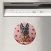 Belgian Malinois met Rozen - Valentijnsdag Magneet (Insitu (Vaatwasser))