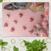 Belgian Malinois met Rozen - Valentijnsdag Theedoek (Gevouwen)