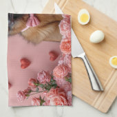 Belgian Malinois met Rozen - Valentijnsdag Theedoek (Quarter Fold)