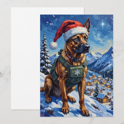 Belgian Malinois Mountain Patrol Christmas Feestdagenkaart (Voorkant / Achterkant)