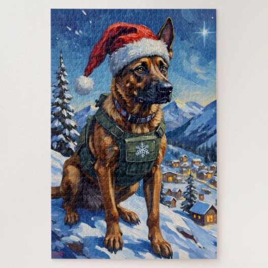 Belgian Malinois Mountain Patrol Christmas Legpuzzel (Verticaal)