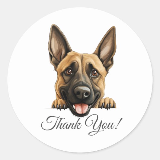 Belgian Malinois Schattigee hond Dank u wel Ronde Sticker (Voorkant)