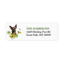 Belgian Malinois Sunflower Wreath Retouradres Etiket