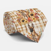 Belgian Malinois Thanksgiving Zonnebloemen Stropdas (Opgerold)