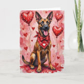Belgian Malinois Valentine’s Day Dog with Hearts Kaart (Voorkant)