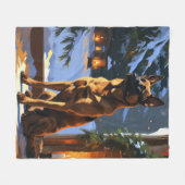 Belgian Malinois With Christmas Lights Holiday Fleece Deken (Voorkant (Horizontaal))