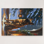 Belgian Malinois With Christmas Lights Holiday Legpuzzel (Horizontaal)