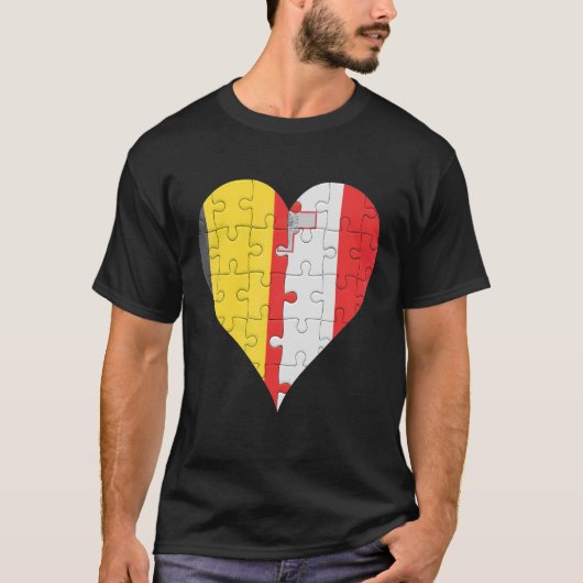 Belgian Maltese Flag Heart T-shirt (Voorkant)