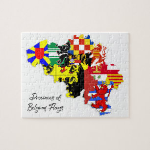 Belgian Provinces Flags Map, België, Educational Legpuzzel