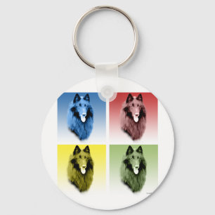 Belgian Sheepdog Pop Art Sleutelhanger