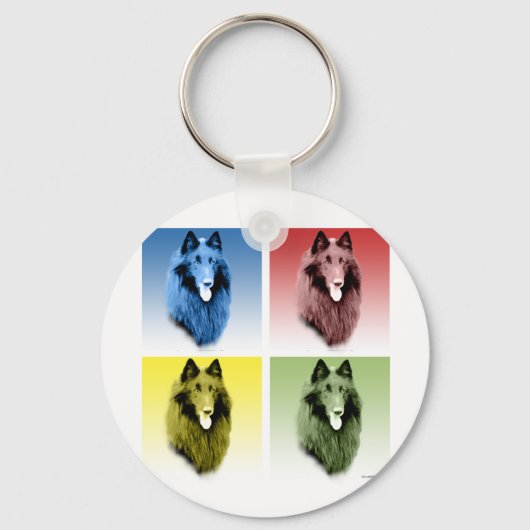 Belgian Sheepdog Pop Art Sleutelhanger (Voorkant)