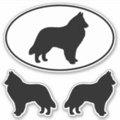 Belgian Sheepdog Silhouettes Hondenras Sticker Set (Voorkant)