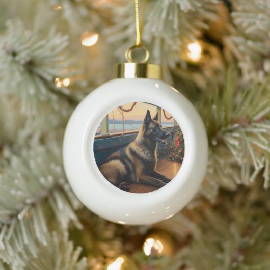 Belgian Shepherd Christmas Cruise: Pawsome Holiday Keramische Bal Ornament (Boom)