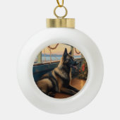 Belgian Shepherd Christmas Cruise: Pawsome Holiday Keramische Bal Ornament (Voorkant)