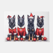 Belgian Shepherd Christmas Dress Santa Hat Deurmat (Voorkant)