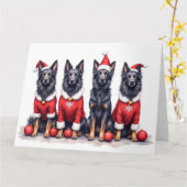Belgian Shepherd Christmas Dress Santa Hat Kaart (Gele Bloem)