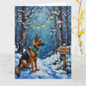 Belgian Shepherd Christmas Enchanted Forest Kaart (Gele Bloem)