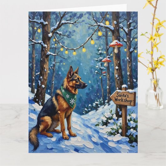 Belgian Shepherd Christmas Enchanted Forest Kaart (Gele Bloem)
