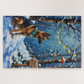 Belgian Shepherd Christmas Enchanted Forest Legpuzzel (Horizontaal)