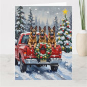 Belgian Shepherd Christmas Red Truck Holiday Kaart (Voorkant)
