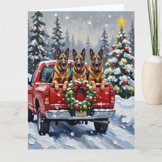 Belgian Shepherd Christmas Red Truck Holiday Kaart (Voorkant)