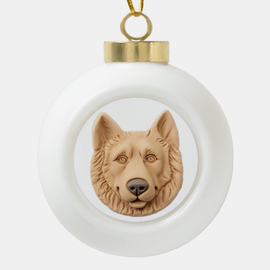 Belgian Shepherd Dog 3D geïnspireerd Keramische Bal Ornament (Voorkant)