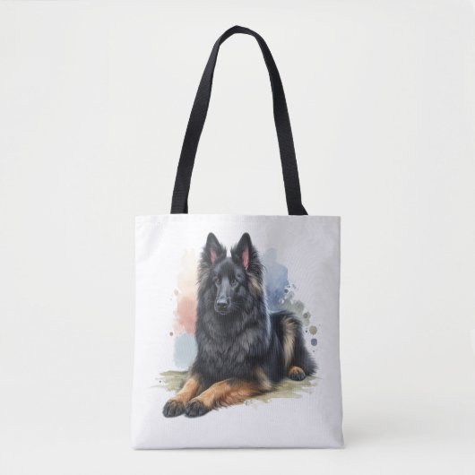 Belgian Shepherd Dog in Waterverf Tote Bag (Voorkant)
