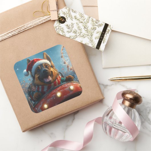 Belgian Shepherd Dog Roller Onderzetter Kerst Vierkante Sticker (Geschenken)