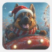 Belgian Shepherd Dog Roller Onderzetter Kerst Vierkante Sticker (Voorkant)