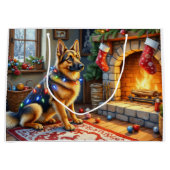 Belgian Shepherd Fireplace with Christmas Lights Groot Cadeauzakje (Voorkant)