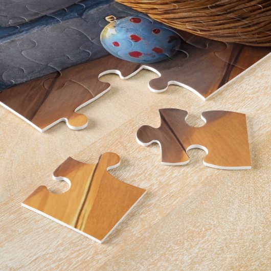 Belgian Shepherd Fireplace with Christmas Lights Legpuzzel (Zijkant)