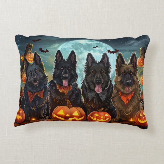 Belgian Shepherd Halloween Spooky Accent Kussen (Achterkant)