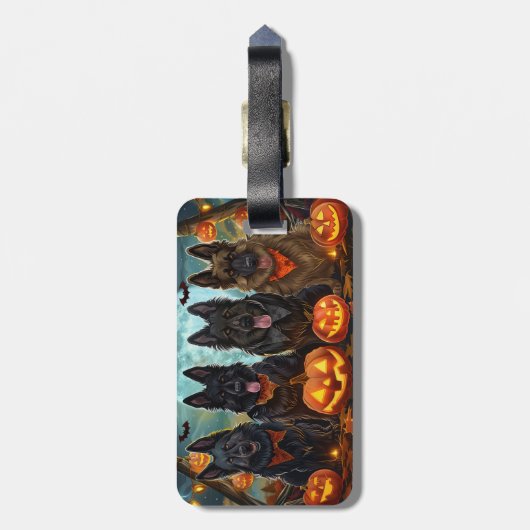 Belgian Shepherd Halloween Spooky Bagagelabel (Achterkant verticaal)