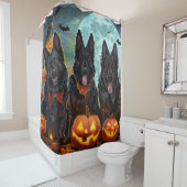 Belgian Shepherd Halloween Spooky Douchegordijn (In situ)