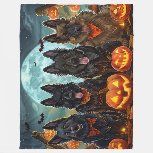 Belgian Shepherd Halloween Spooky Fleece Deken (Voorkant)