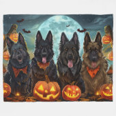 Belgian Shepherd Halloween Spooky Fleece Deken (Voorkant (Horizontaal))