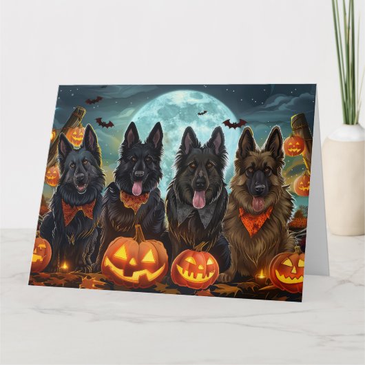 Belgian Shepherd Halloween Spooky Kaart (Voorkant)