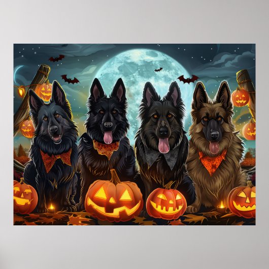 Belgian Shepherd Halloween Spooky Poster (Voorkant)