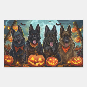 Belgian Shepherd Halloween Spooky Rechthoekige Sticker