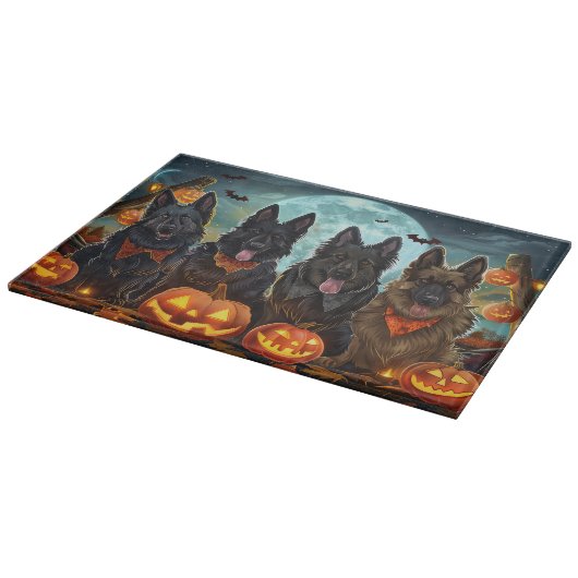 Belgian Shepherd Halloween Spooky Snijplank (Hoek)