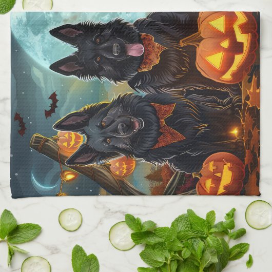 Belgian Shepherd Halloween Spooky Theedoek (Gevouwen)