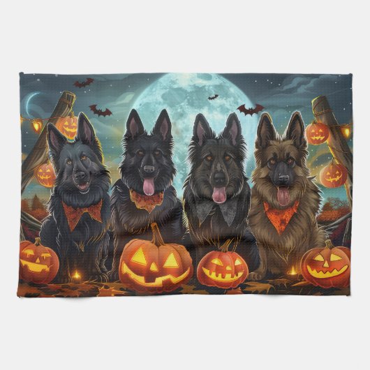 Belgian Shepherd Halloween Spooky Theedoek (Horizontaal)