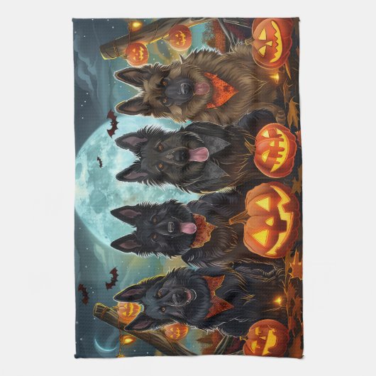 Belgian Shepherd Halloween Spooky Theedoek (Verticaal)