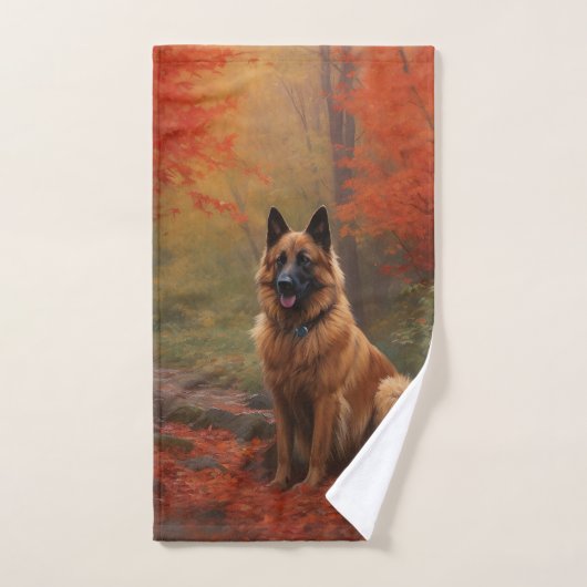 Belgian Shepherd in Autumn Leaves Herfst Inspire Bad Handdoek (Handdoek)